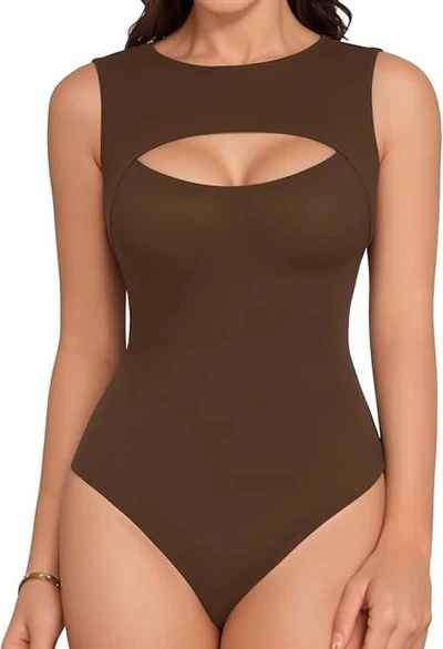 Dones de bodysuits frontals sense mànigues de coll rodó